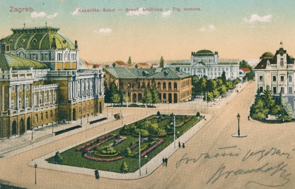 Sveučilišni trg  (današnji Trg Republike Hrvatske) 1913. godine